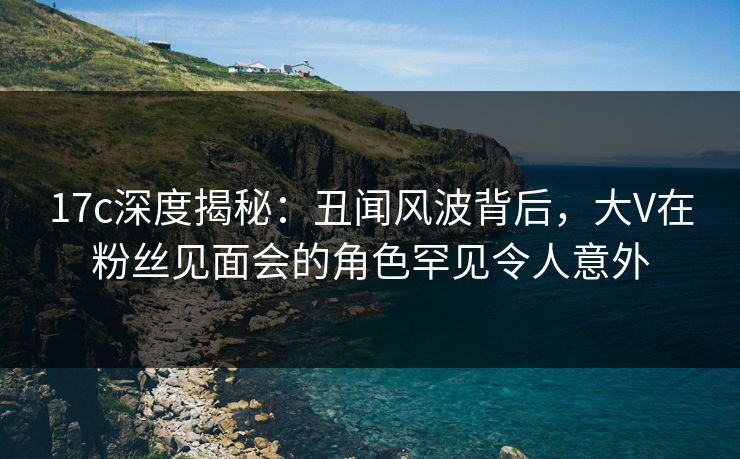 17c深度揭秘：丑闻风波背后，大V在粉丝见面会的角色罕见令人意外