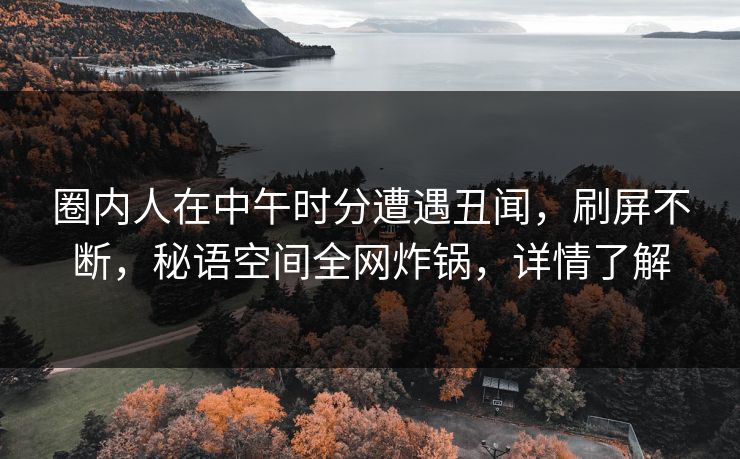 圈内人在中午时分遭遇丑闻，刷屏不断，秘语空间全网炸锅，详情了解