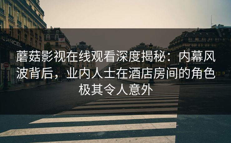 蘑菇影视在线观看深度揭秘：内幕风波背后，业内人士在酒店房间的角色极其令人意外