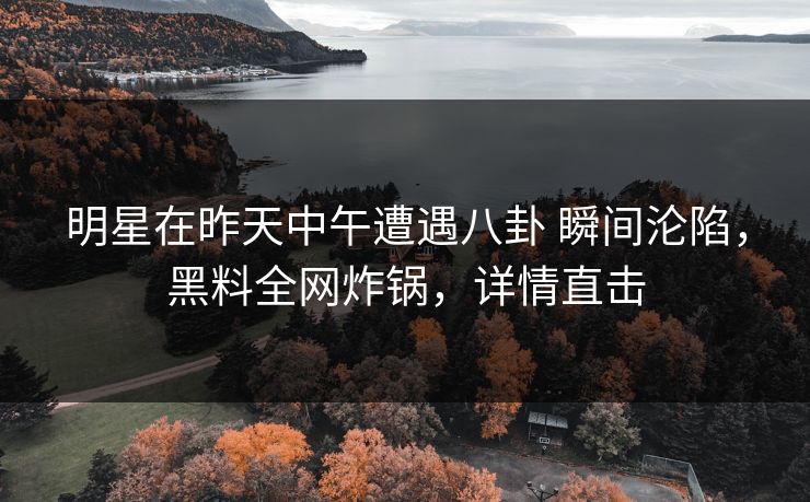 明星在昨天中午遭遇八卦 瞬间沦陷，黑料全网炸锅，详情直击