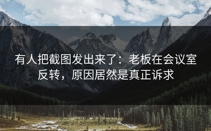 有人把截图发出来了：老板在会议室反转，原因居然是真正诉求